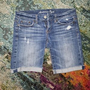 AE mid-thigh cuffed jean shorts